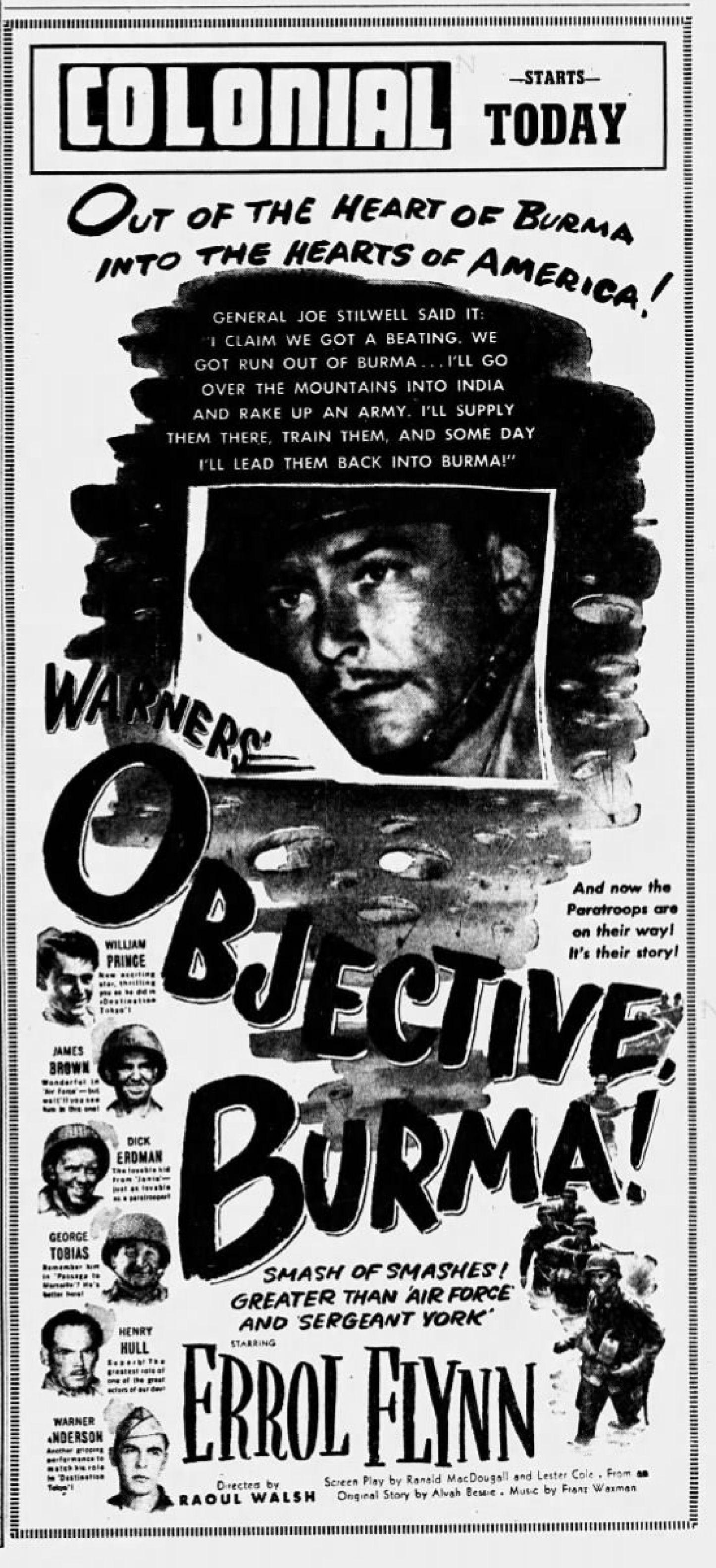 Imagem de referência relacionada a Objective, Burma!, item descrito como filme de 1945 dirigido por Raoul Walsh