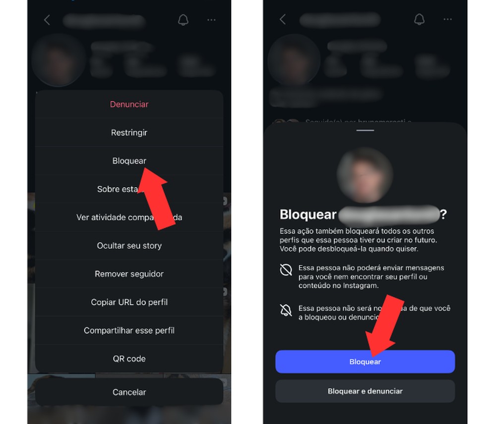 Quando você bloqueia um seguidor, ele perde o acesso total à sua conta — Foto: Reprodução/Mariana Tralback