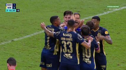 Aos 51 min do 2º tempo - cobrança de pênalti para fora de Reinaldo do Mirassol contra o Bahia