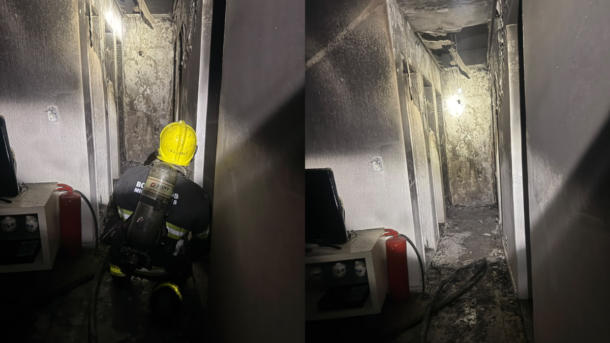 Incêndio atinge apartamento no terceiro andar de prédio em BH; dois gatos são resgatados
